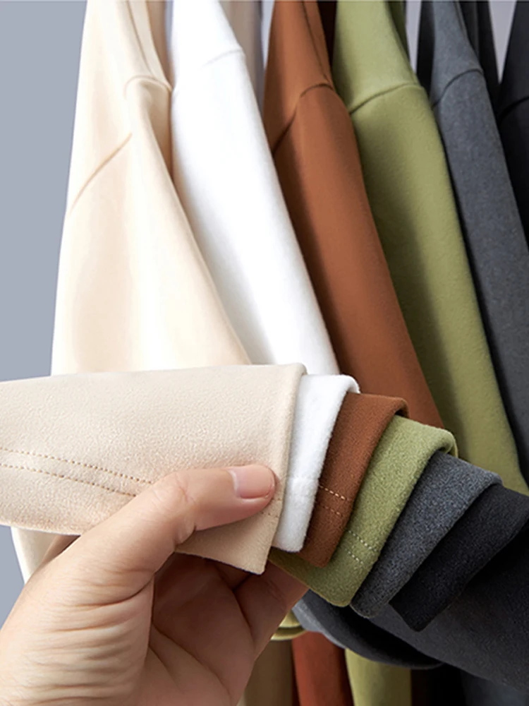 Женская однотонная футболка с длинным рукавом и высоким воротником - купить по