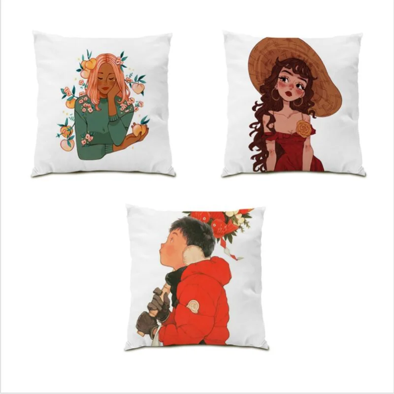 

Throw Pillow Covers Square Cushion Cover 45x45 Polyester Linen Living Room Decoration Abstract Sofa Gift Home Decor Velvet E0480