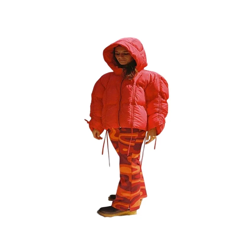 Zipper Drawstring Long-Sleeved Hooded Cotton Jacket Women 2022 Autumn and Winter New Warm Casual Fashion Strapped Jacket