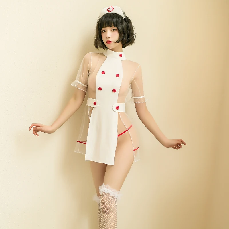 

Сексуальное женское нижнее белье для медсестры, форма, прозрачные сексуальные костюмы с открытой спиной для девочек, косплей, женское нижне...