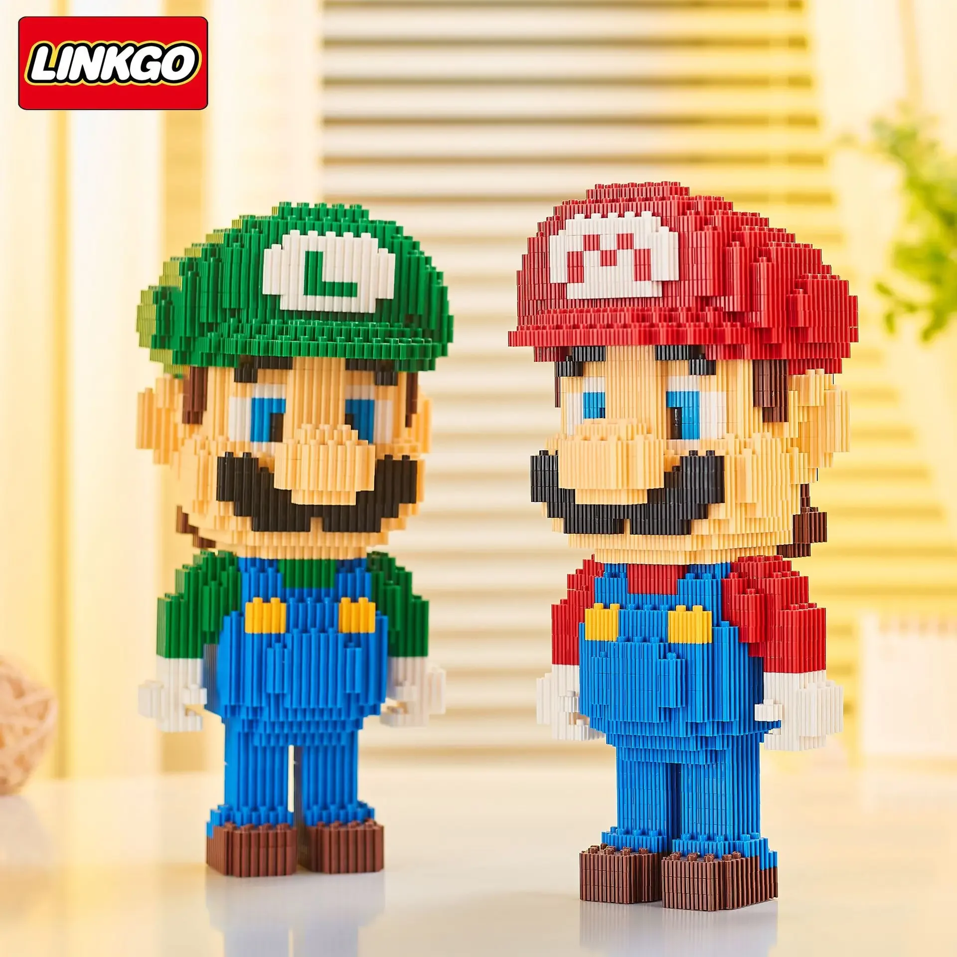 Linkgo Super Mario Bros алмазные строительные блоки Luigi соединительные кирпичи DIY сборка