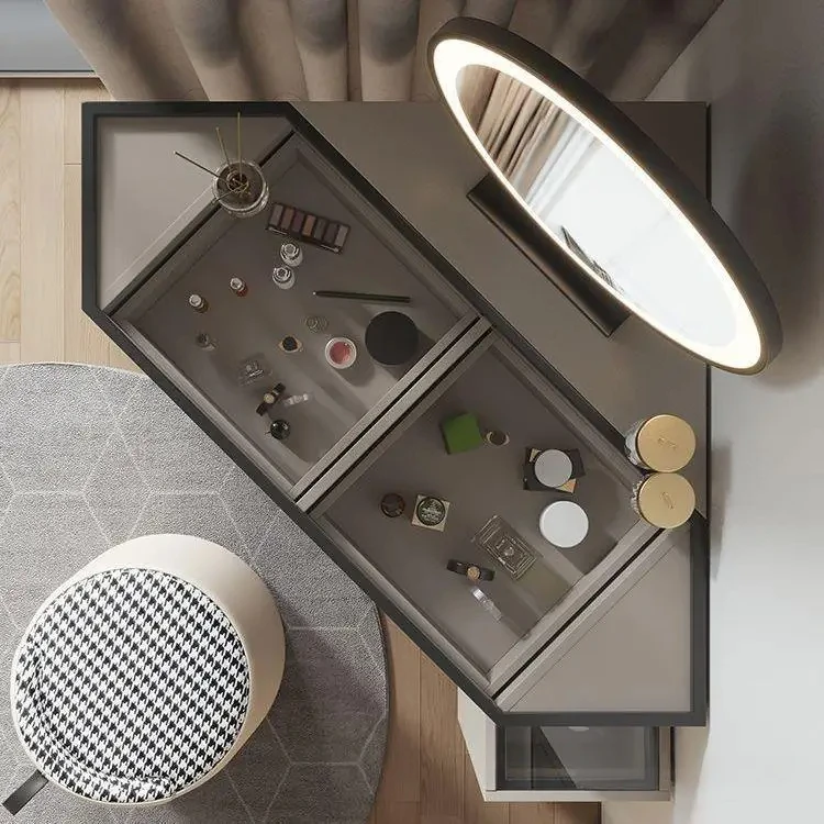 Роскошный современный треугольный туалетный столик с зеркальным зеркалом