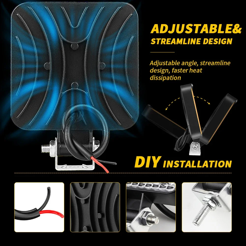 12 В фонарь 48 Вт внедорожник трактор мотовездеход 1200 лм 4x4 квадратные светодиодные