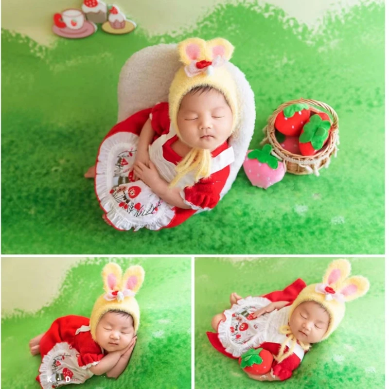 Enlarge Newborn Baby Girl Photography Props Alice Outfits Dress Poker Posing Sofa Side Table Decorations Blanket Studio Shoot Photo Prop