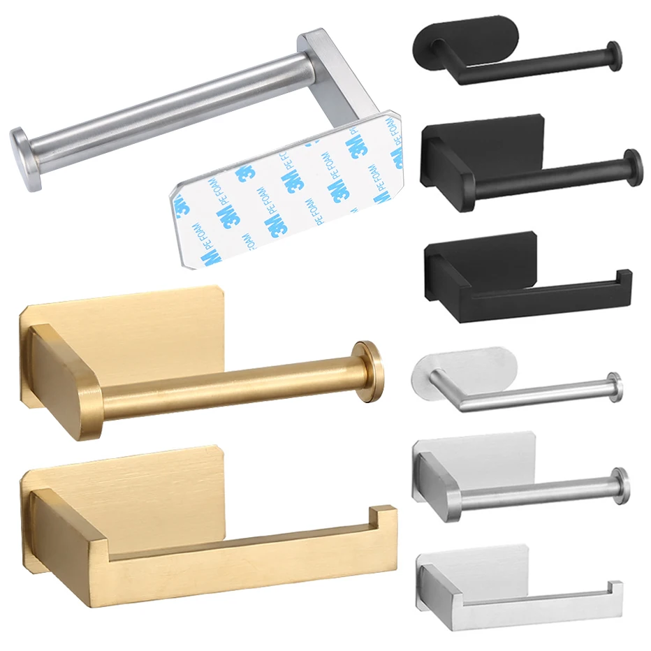 

Punching Stainless Roll Toilet Wall Self For Holder Mount Towel No Adhesive Kitchen Dispenser Roll Steel Paper Bathroom
