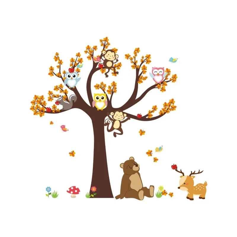 Наклейки на стену с изображением животных больших деревьев виниловые наклейки