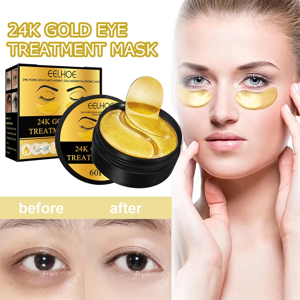 

Anti Wrinkle Eye Mask 24K Gold Collagen Eye Patches Remove Eyebag Hyaluronic Acid Sakura Seaweed Gel Eye Patch Unisex Skin Care