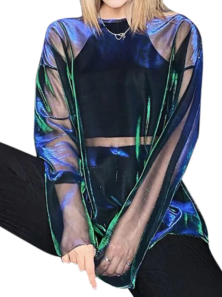 Женская прозрачная футболка с круглым вырезом