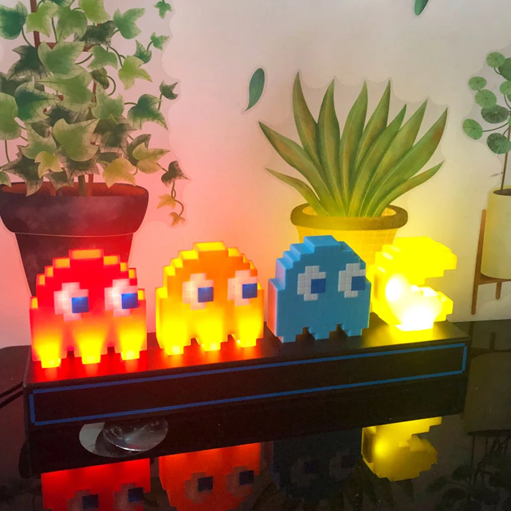 

Симпатичный креативный USB светильник Pac-Man, Ночной светильник с голосовым управлением, умная Настольная лампа с изменением цвета в ритме муз...