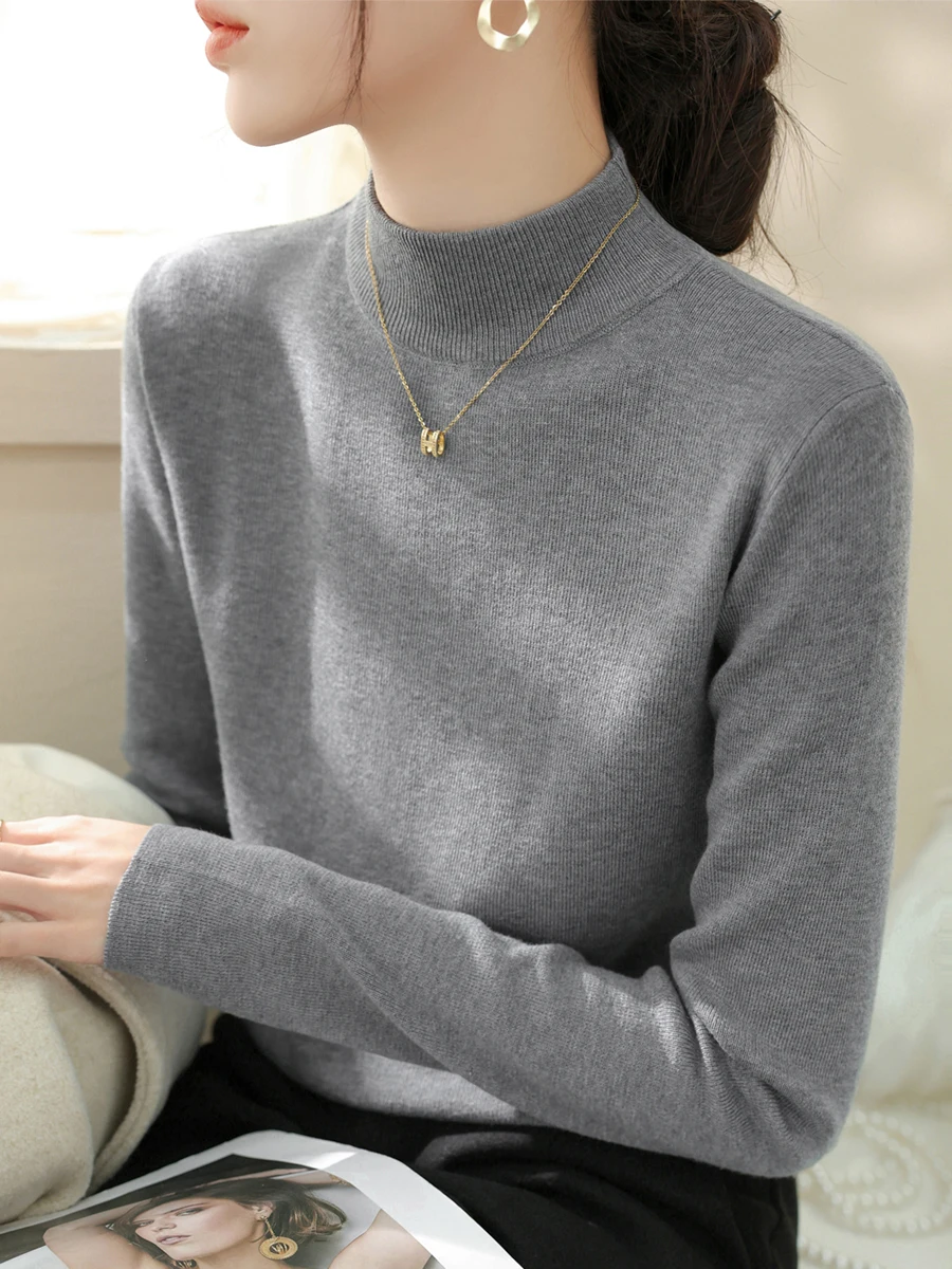 Французский серый воротник с полувысоким воротником Внутренняя одежда Флисовая