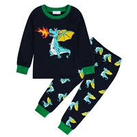 european and american dinosaur print childrens fashion pajamas boys girls homewear suit two piece set clothes for children