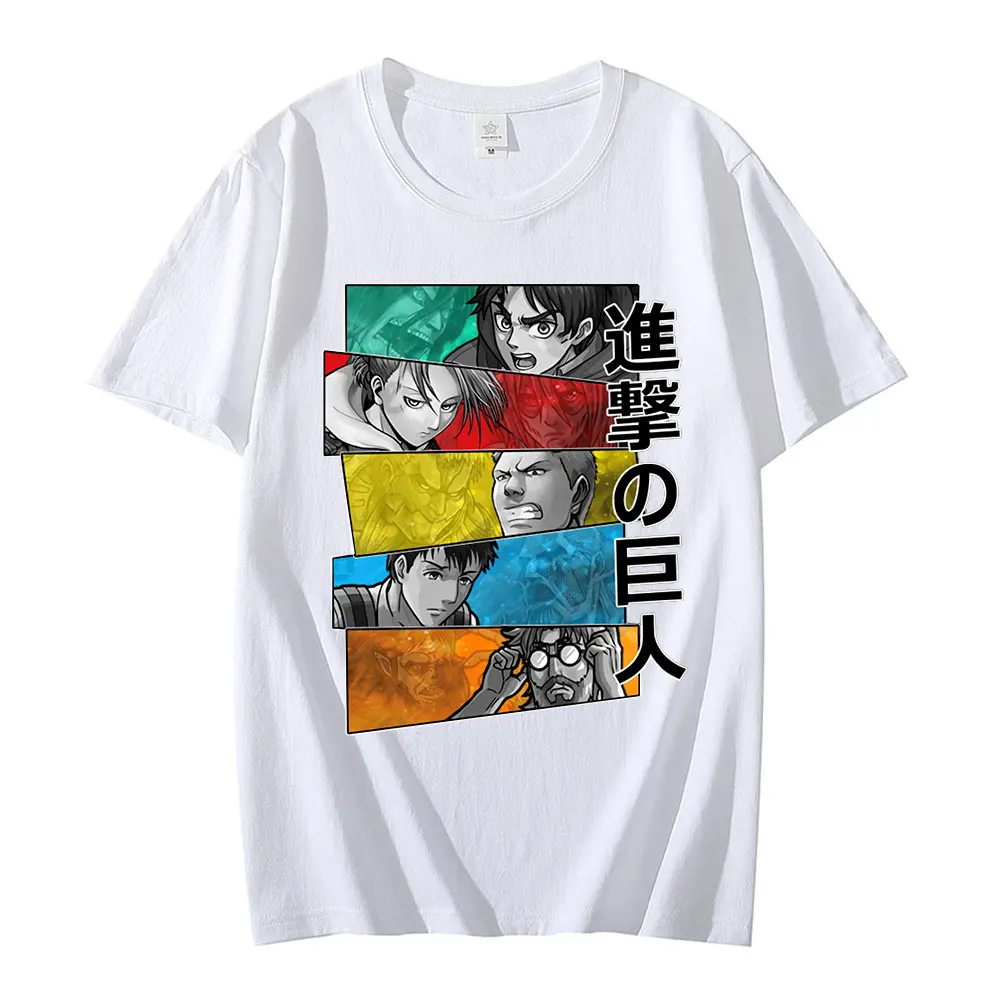 

Футболка мужская с японским аниме «атака на Титанов», топ в стиле панк Леви Аккермана, свободная Готическая рубашка с коротким рукавом, в ст...