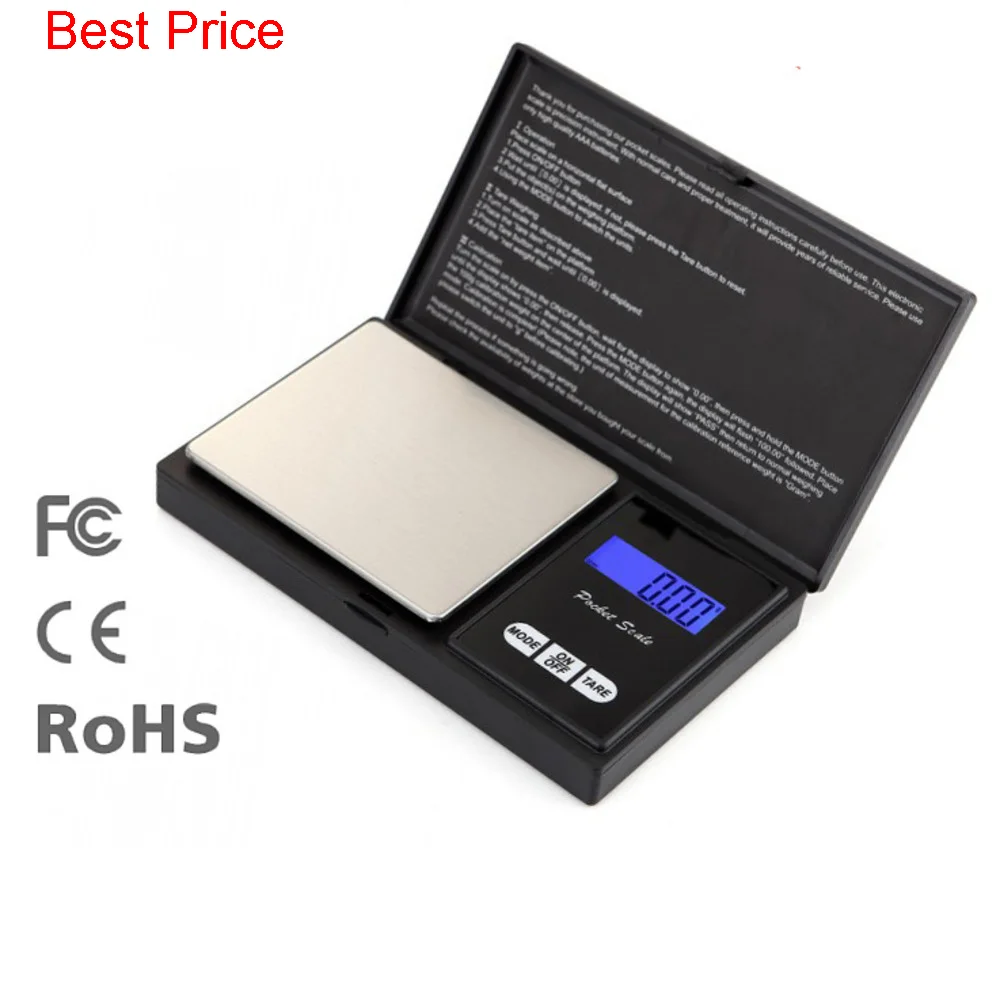 

50Pcs/lot 100g 500g x 0.01g Precision Digital Kitchen Scale Jewelry Gold Balance Weight Gram LCD Pocket Electronic Scales