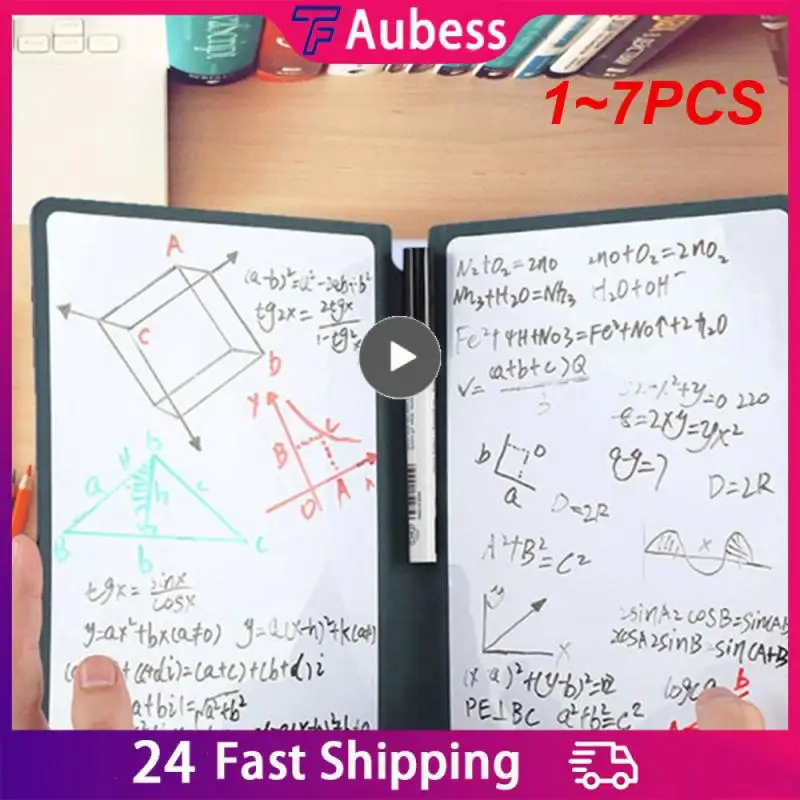 

1~7PCS Reusable Whiteboard Notebook Leather Memo Free Whiteboard Pen Erasing Cloth Weekly Planner Portable Stylish Office