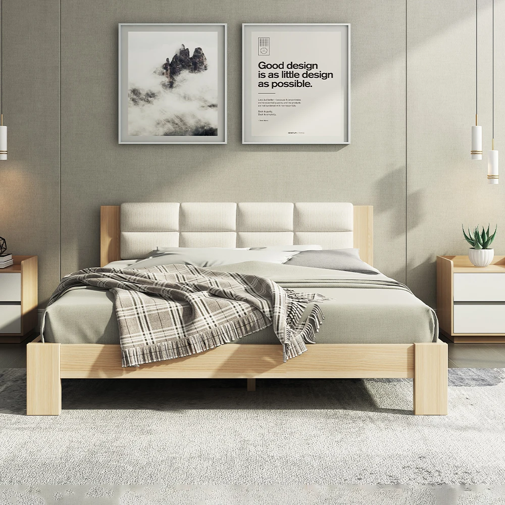 China Manufacturer Modern Wood Double Full Size Bedroom Furniture Set