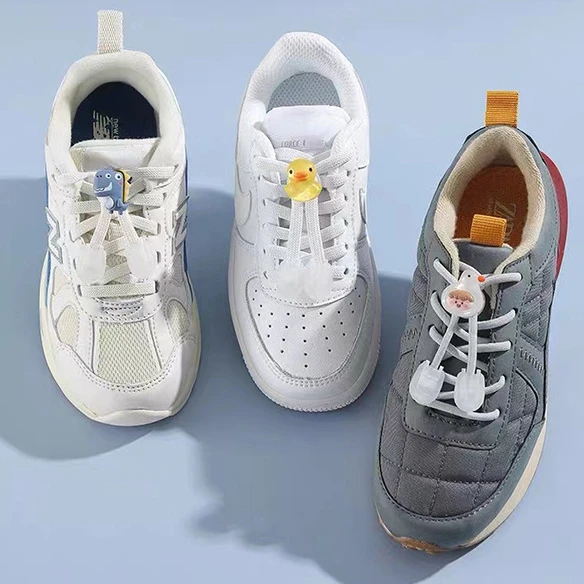 Lazy person shoelace buckle children's binding elastic band shoe rope fixing buckle shoe buckle anti falling buckle head decor