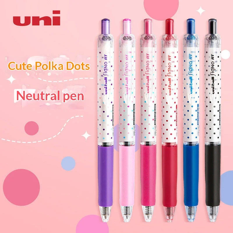 Фото Японская гелевая ручка Uni Mitsubishi UMN138S Limited Edition Polka Dot, выдвижная, 0.38 мм, для подписи, черные/синие/красные чернила №1