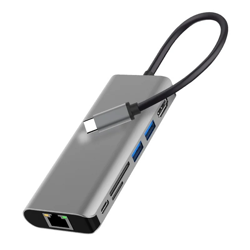 

7 In 1 Type-c To HDMI-compatible/USB 3.0 Hub/RJ45/PD/Micro-SD/TF Card Fast Charging Dock Adapter USB Computer Accessories