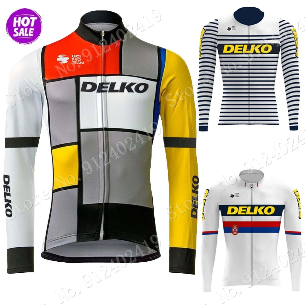

Зимняя велосипедная Джерси Delko 2021, одежда в стиле ретро с длинным рукавом, рубашки для гоночного шоссейного велосипеда, велосипедные топы, ф...