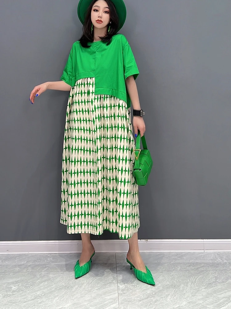 

SuperAen Europe 2022 Summer New Fashion Dress Korean Patchwork Shirt Dress Loose Casual Short Sleeve Women's Dress