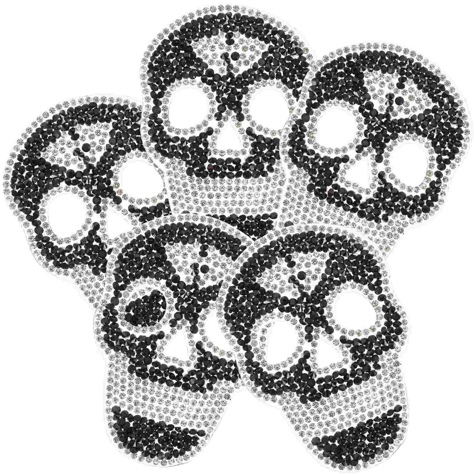 5 шт. наклейки с черепом и горячими бриллиантами нашивки для шитья пальто клейкая