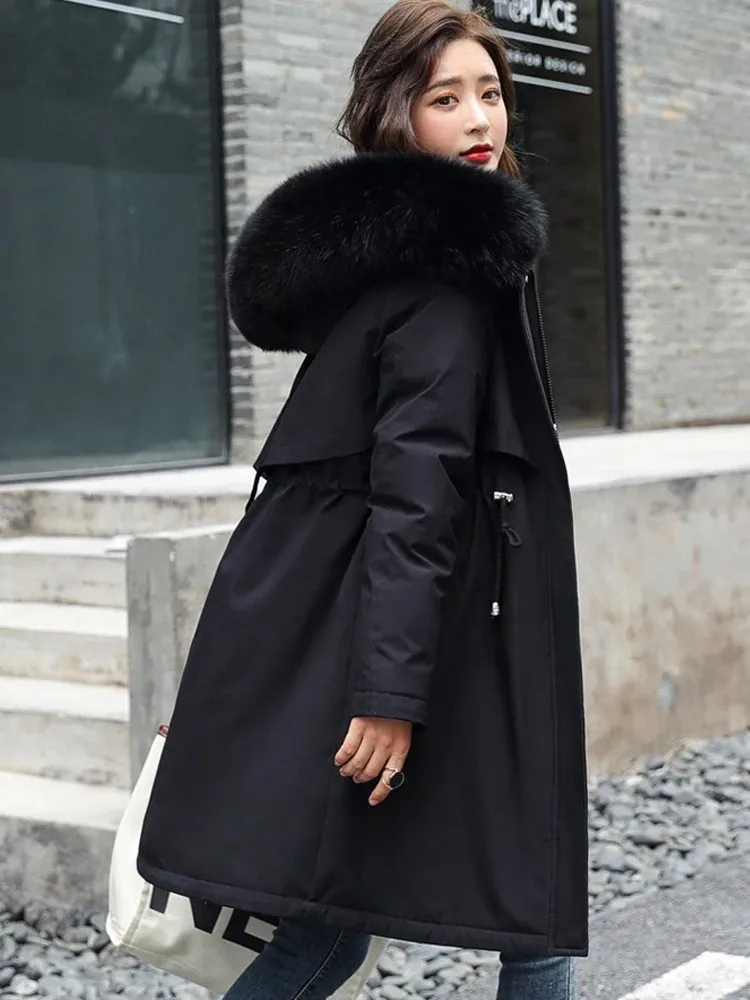 2022 New Winter Jacket Women Cotton Coat Female Thick Warm Casual Parka Winter Clothes Big Fur Parkas Hooded Overcoat Mujer
