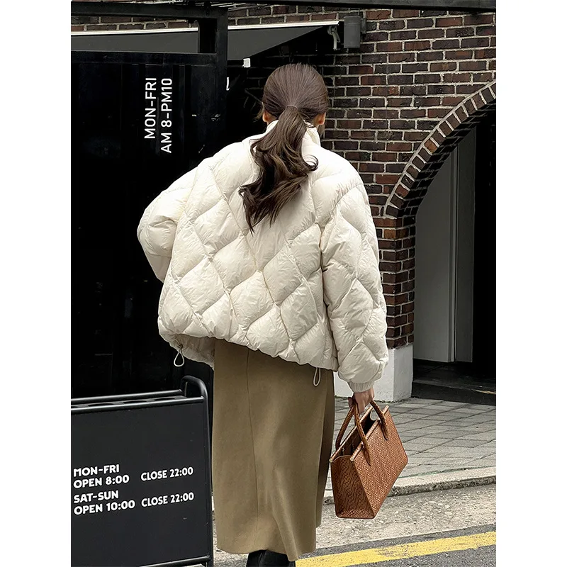 Short Down Jacket Thick Coat White Duck Women Winter Stand-up Collar Profile Short Slim Warm New Jackets Fashionable Light Coats enlarge