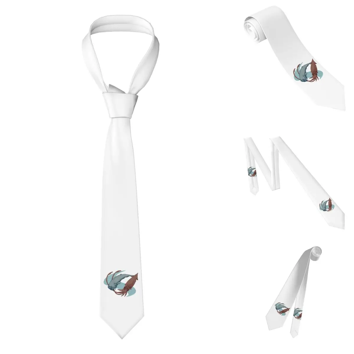 Сперма Кит против гигантского кальмара галстук для мужчин шелковый полиэстер