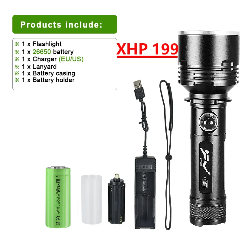 

Профессиональный водонепроницаемый фонарь для дайвинга XHP199