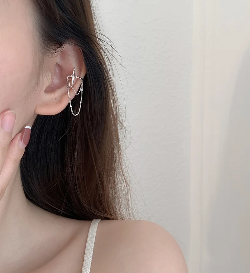 Двойная кисточка звезда Ушная кость клипса хип-хоп тренд нет пирсинга цепные