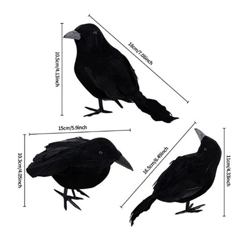 Имитация черной вороны модель животного искусственная ворона декор для