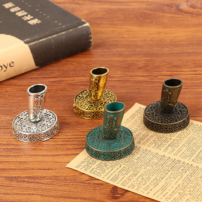 

1Pc Vintage Metal Round Insertion Pen Holder for Feather Quill Dip Pens School Office Supplies Stationery Student Gift