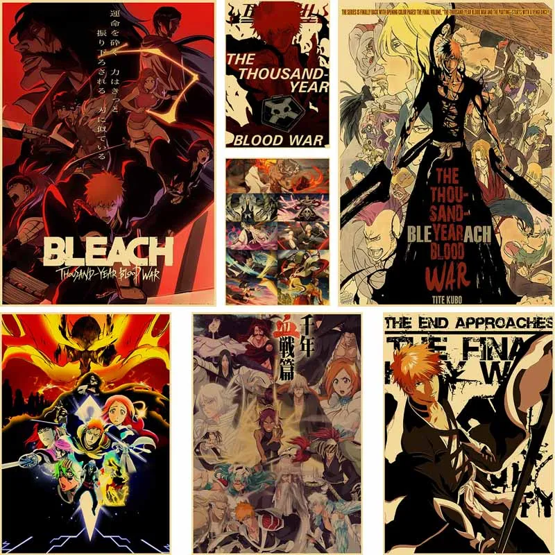 

Bleach Thousand-Year Blood War Poster Mural Living Room Decoration Home Decor Aesthetic Vintage Kraft Paper Posters and Prints