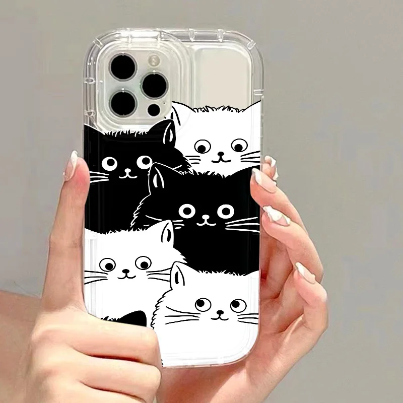 

Cute Cat Anime Case For iPhone 11 Cases Funda For iPhone 14 Pro Max 12 13 7 8 6 Plus SE 2022 2020 XR X XS Transparent Case Cover