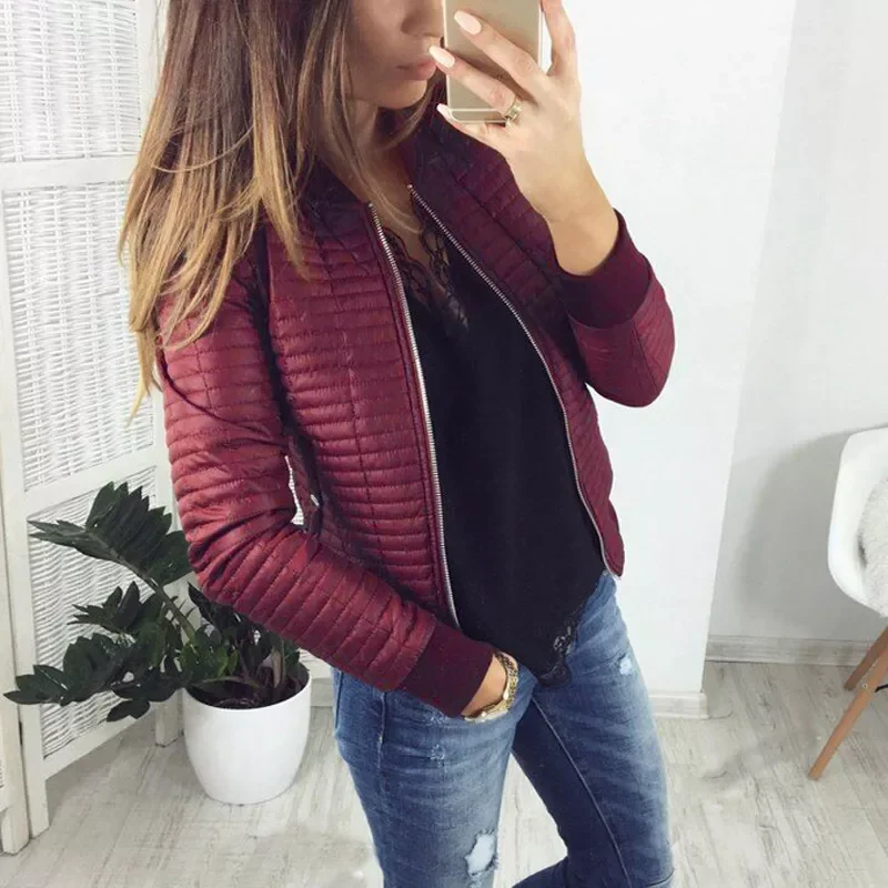 New in Spring Autumn Coat Short Section Outerwear Cotton Padded Warm Jacket Outerwear Casual Pink Black Thin Female Clothes jack