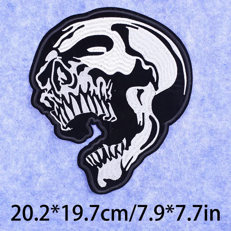 

Poemyi Skull Biker Patches Iron on Embroidery Back Large Applique for Jackets DIY Motorcycle Rider Patch for Clothing Punk Badge