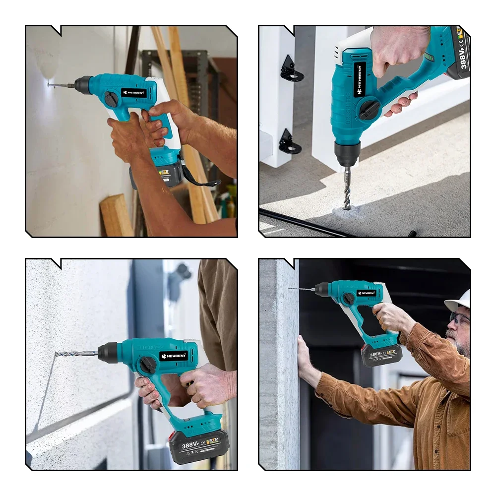 NEWBENY 10 мм Бесщеточная мини-электрическая ударная дрель 2 режима Аккумуляторная