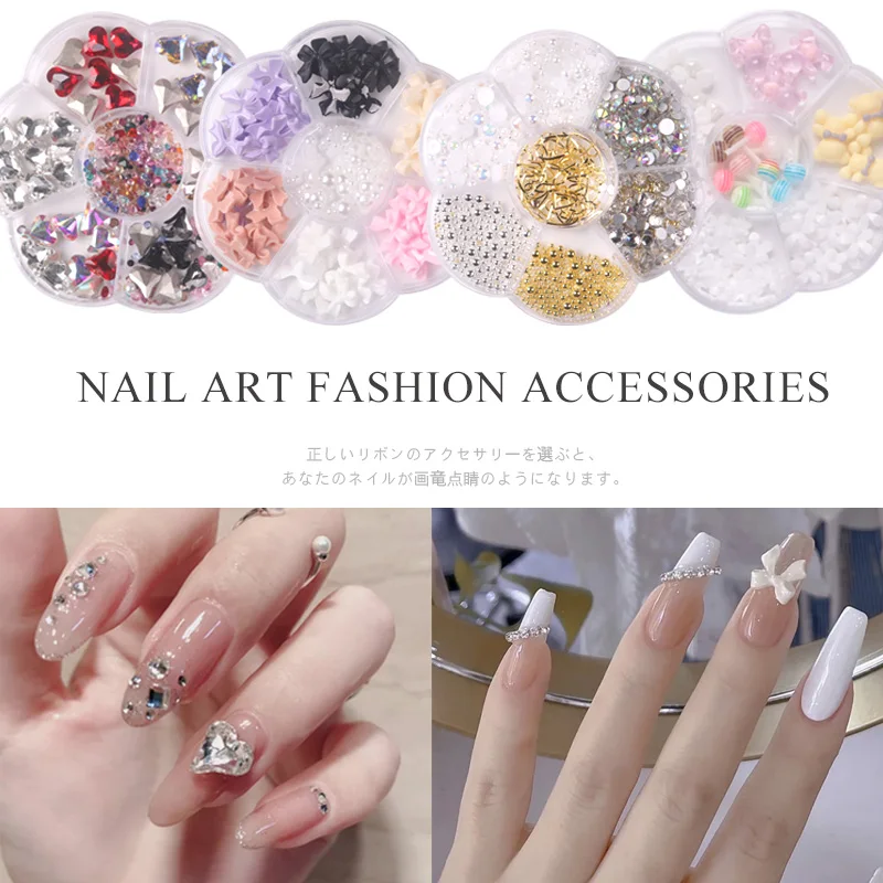 

TSZS Bow Nail Art mariposa Pearl Aurora Butterfly Bear Nail Parts Kawaii Accessories For Manicure Diamond Decoration Ice Parts