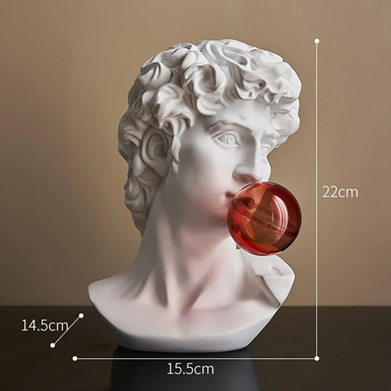 

1Pcs Classic Busts Statue Greek Mythology Figurine Bubble David Portrait Sculpture Resin Practice Craft Sculpture