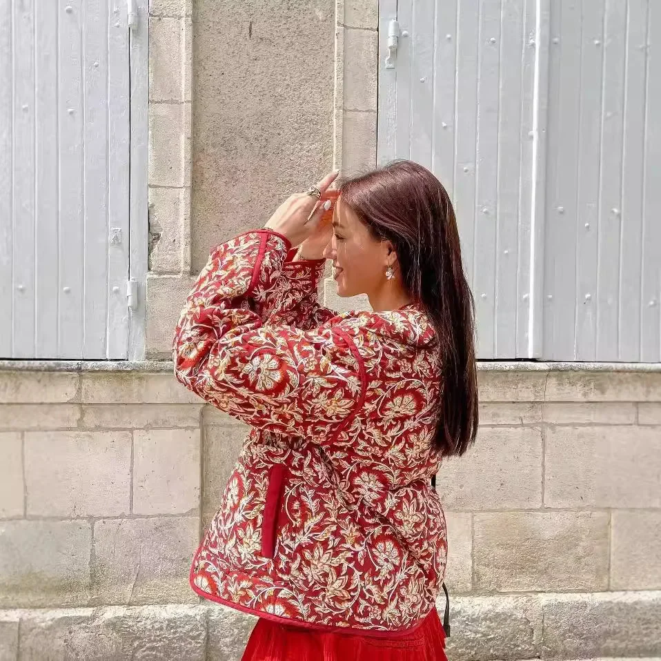 Лидер продаж женская хлопковая куртка с принтом свободная посадка