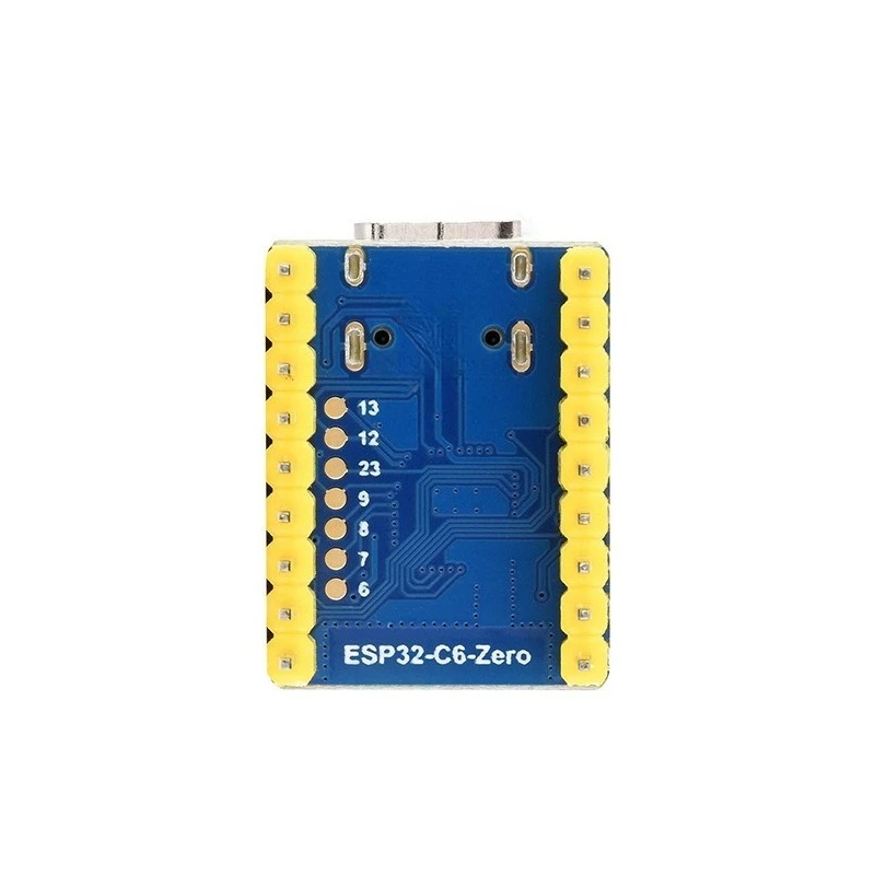 Фото Плата разработки ESP32-C6 Mini WiFi 6, решение с двумя процессорами, опционально Bluetooth 5, паянные желтые контакты №3