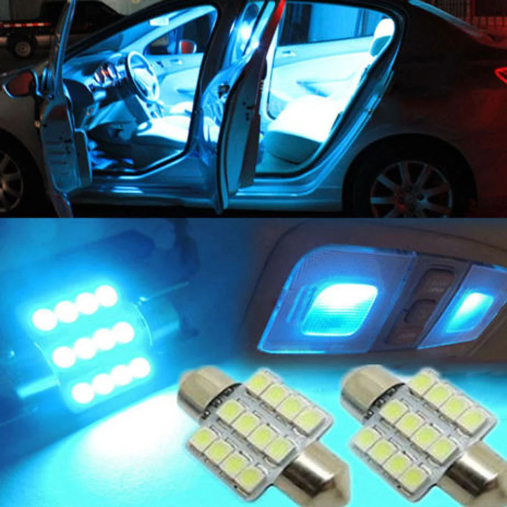 

2x Ice Blue 12-Smd 5050 LED DE3175 Bulbs for Car Truck Interior Dome Map Door Lights 31mm Bright Car LED Light Car Accessories