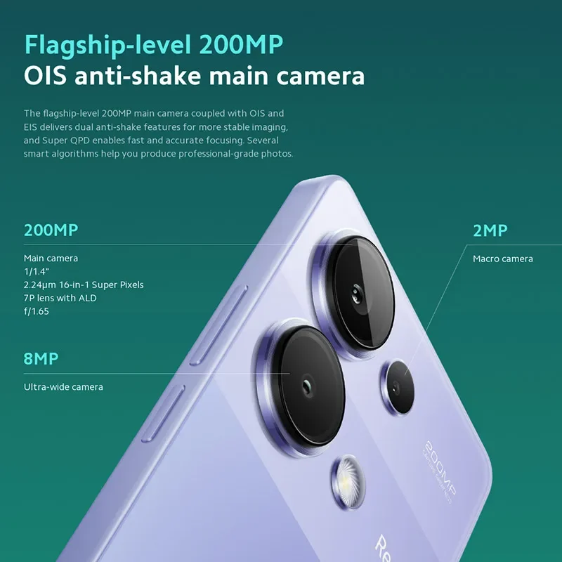 Фото Новая глобальная версия смартфона Xiaomi Redmi Note 13 Pro 4G с процессором MTK Helio G99-Ultra, 6.67-дюймовым AMOLED-дисплеем, быстрой зарядкой 67W и батареей 5000 мАч. №3