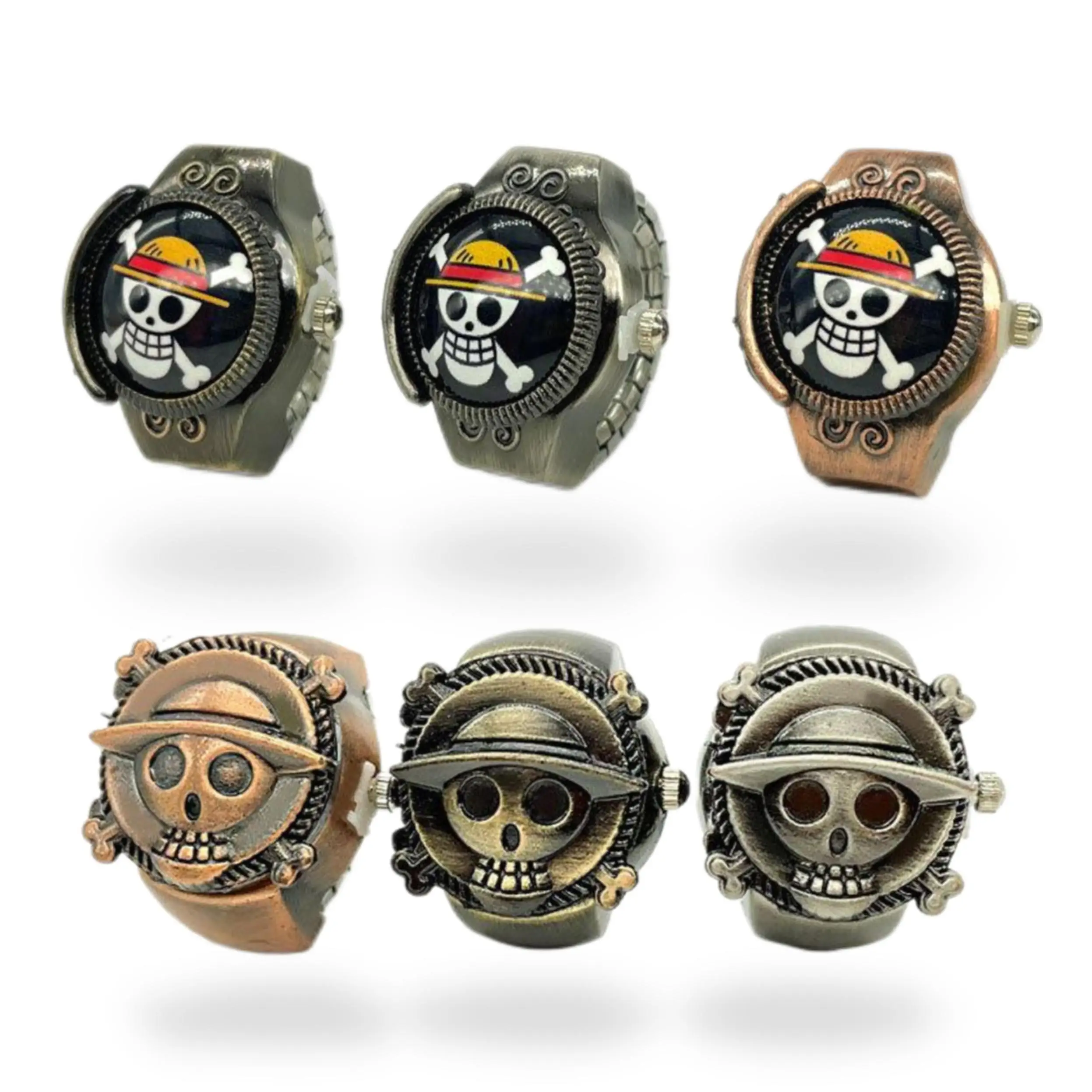 

Cartoon One Piec Luffy Copper Alloy Ring Watches for childen and Adult Anime Collection Action Figure Model Nami Zoro Ex