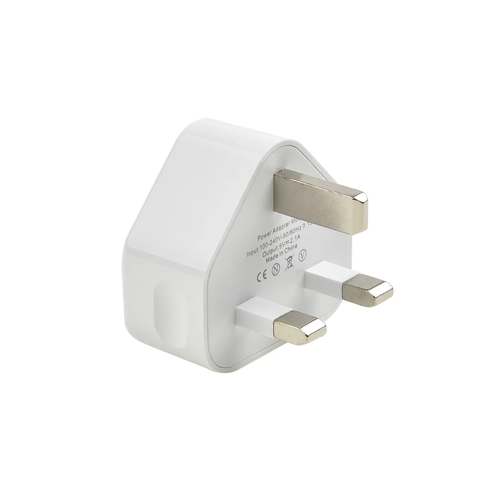 2.1A Быстрая двойная двухпортовая зарядка USB-порт UK Mains Wall Plug Adapter 3 Pin для зарядки iPhone, iPod, камеры и мобильного телефона.