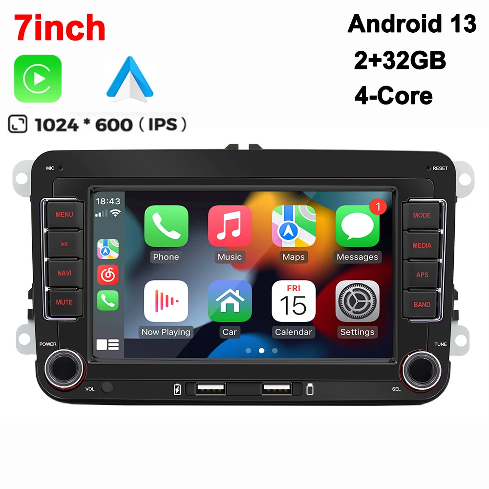 

Android 13 Многоязычный Автомобильный Радиоплеер 2DIN С GPS И Беспроводной CarPlay 64G Для VW Volkswagen Skoda Octavia Golf 5...