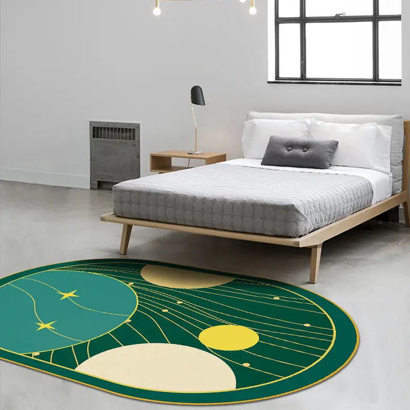 

Green Geometric Irregular Living Room Rug Art Modern Carpet Nordic Style Bedside Girl Rug Home Decoration Anti-skid Floor Mat