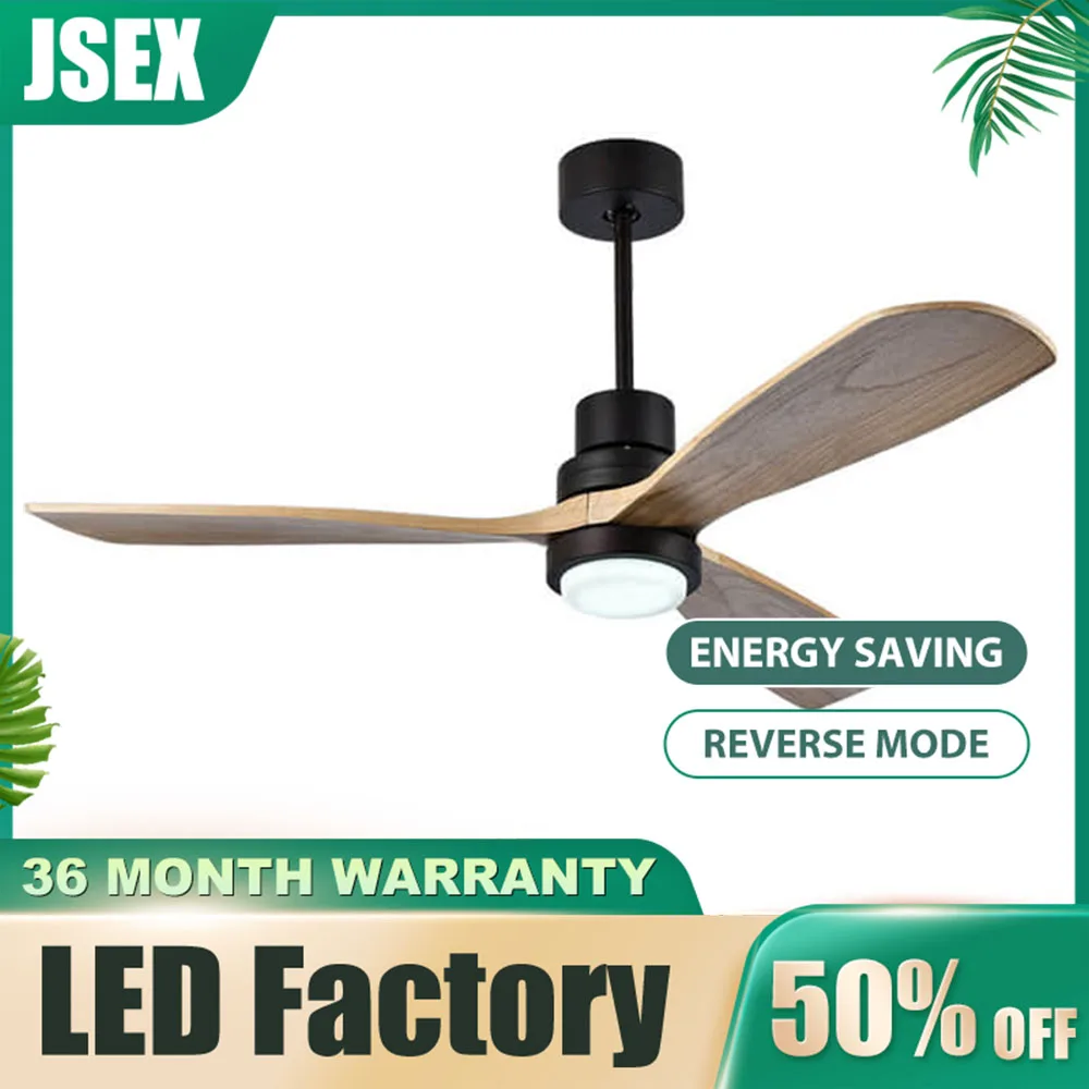 

52-дюймовые деревянные потолочные вентиляторы с подсветкой, светодиодные 15 Вт, 3 потолочные вентиляторы с деревянным лезвием без подсветки, ...