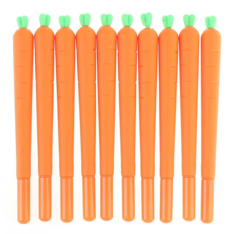 

10pcs 0.5mm Gel Pen Black Ink Roller Marker Pen( Cute Carrot Styling) Cute Pens Cute Stationary Supplies Gel Ink Pen Wholesale
