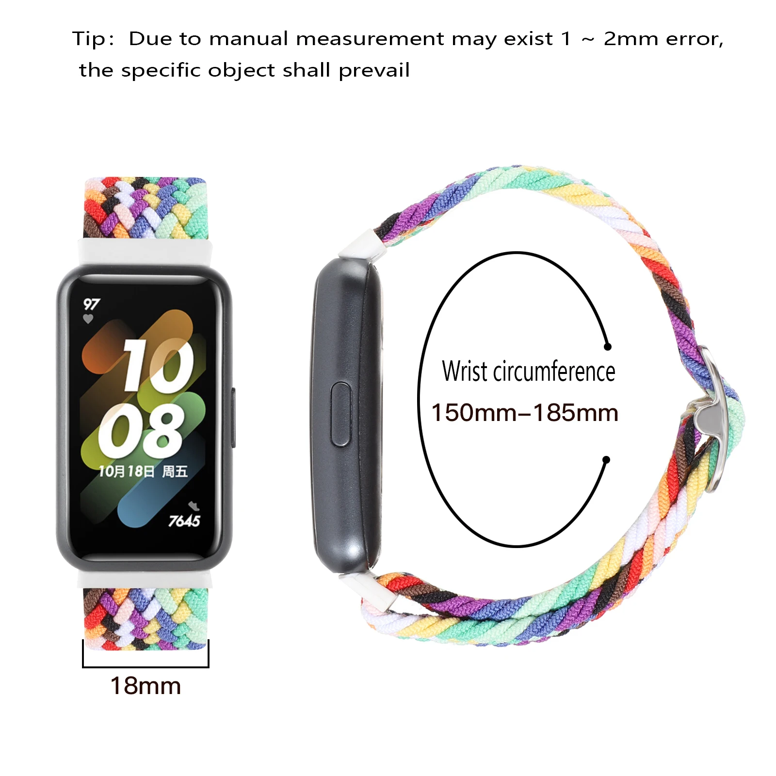 Braided Solo Loop Strap For Huawei Watch Band 8 7 Adjustable Elastic Nylon Sports Wristband replacement Huawei Band 8 7 Bracelet